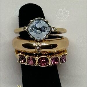 Isaac Mizrahi Set of 3 Statement Ring SZ 8